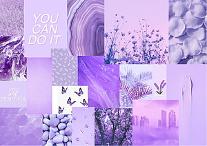 Purple Aesthetic Collage Wallpaper With Motivational Quotes, Flowers, and Nature Textures HD wallpaper