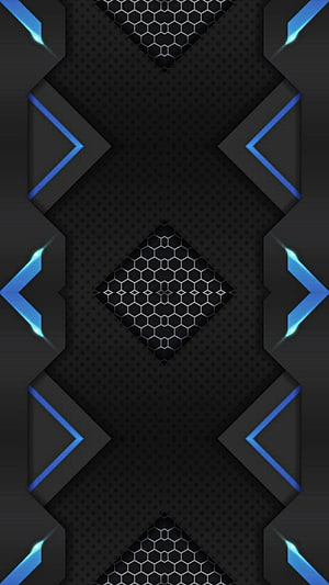 Futuristic Geometric Pattern with Electric Blue Accents and Hexagonal Mesh Design HD phone wallpaper