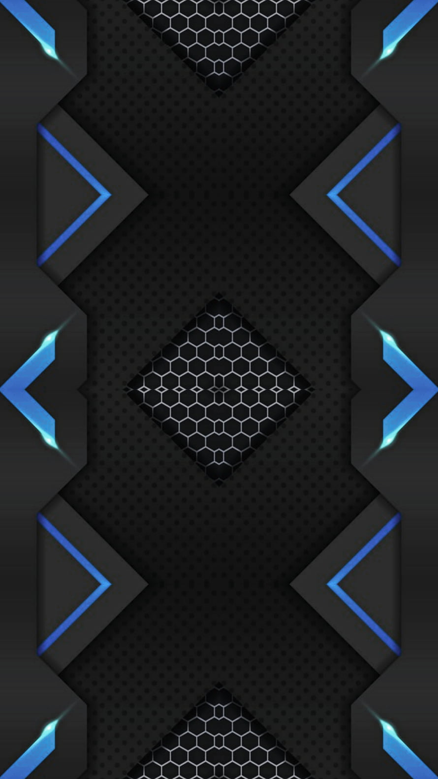 Futuristic Geometric Pattern with Electric Blue Accents and Hexagonal Mesh Design HD phone wallpaper
