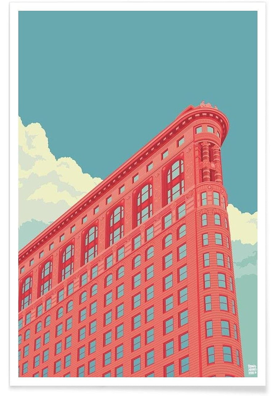 Flatiron Building New York City Minimalist Architectural Illustration HD phone wallpaper