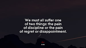 Jim Rohn Discipline Quote on Dark Mountain Silhouette with Crescent Moon and Star Trail HD wallpaper