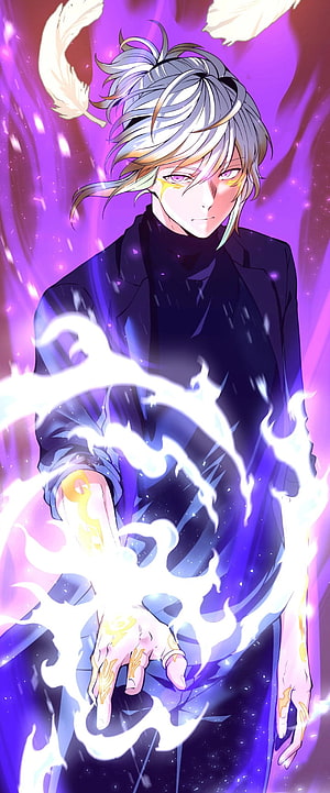 Anime Male Character With Silver Hair Casting Magic Spell With Glowing Runes HD phone wallpaper