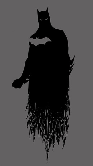 Batman Silhouette With Tattered Cape And Glowing Eyes On Dark Gray Background, Batman, Minimal, Dark, , , Minimal,. for , Android, Mobile and, Black Batman HD phone wallpaper