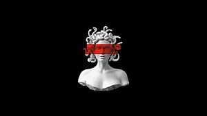 Medusa Bust with Red Blindfold on Black Background Minimalist 3D Art HD wallpaper