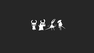 Hollow Knight Minimalist Character Silhouettes on Dark Background HD wallpaper