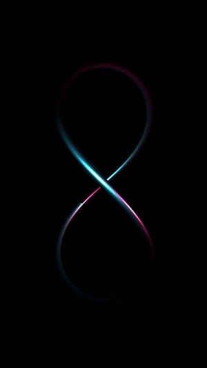 Neon Infinity Symbol Glowing in Blue and Pink on Black Background HD phone wallpaper