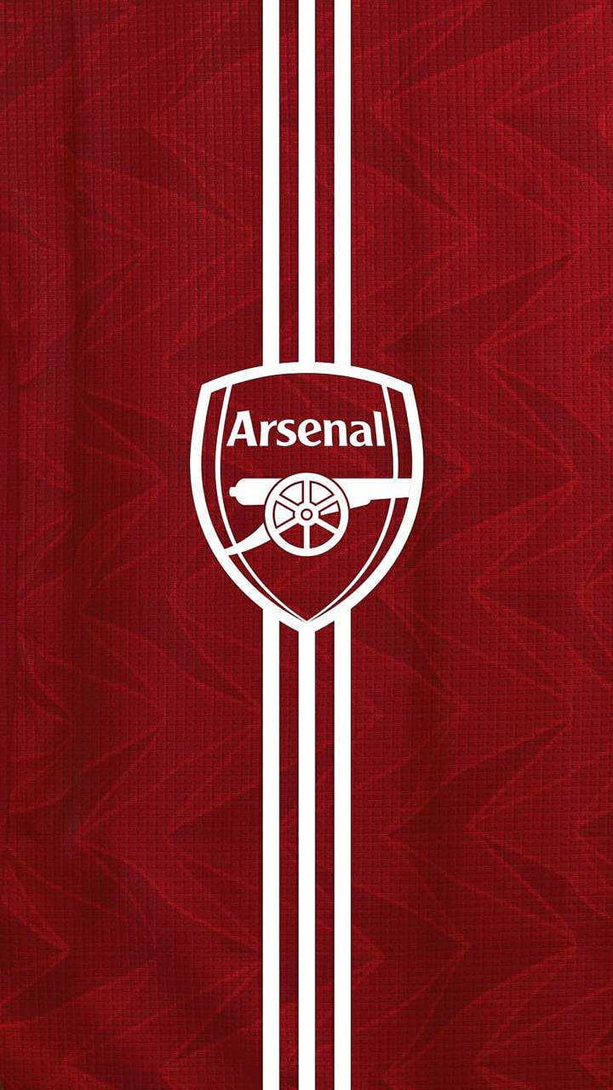 Arsenal FC Minimalist Red Crest Design with White Vertical Stripes and Cannon Emblem HD phone wallpaper