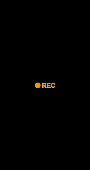 Minimalist Orange REC Recording Icon On Black Background HD phone wallpaper