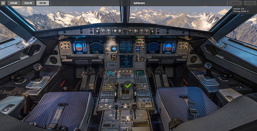 Airbus A320 Cockpit Interior View With Snowy Mountain Scenery HD wallpaper