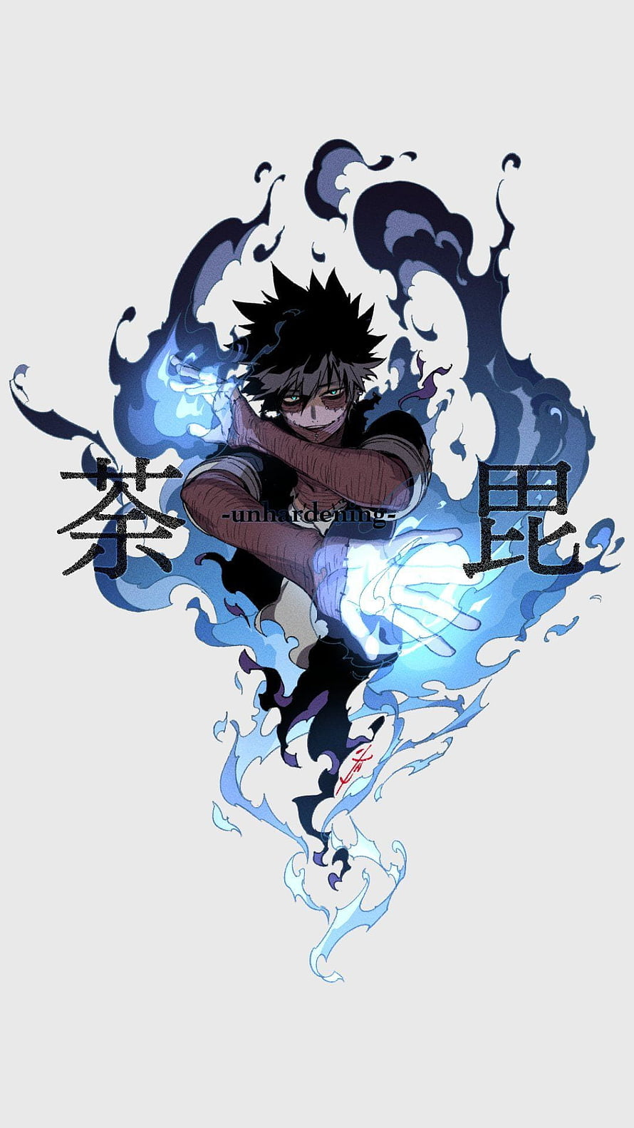 Dabi from My Hero Academia with blue flames and dark smoke HD phone wallpaper