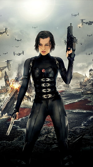 Milla Jovovich as Alice in Resident Evil Retribution Amidst War Torn City Ruins HD phone wallpaper
