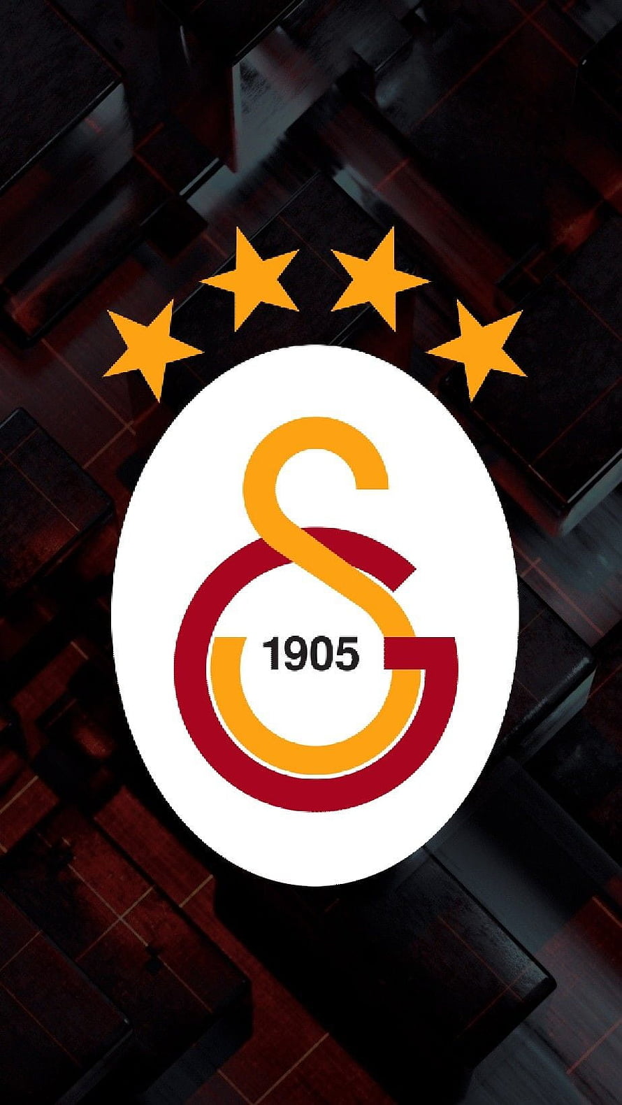 Galatasaray SK Official Logo with Four Stars on Dark Abstract Background HD phone wallpaper