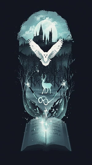 Harry Potter Hogwarts Castle Owl Glasses Magic Book Fantasy Art HD phone wallpaper