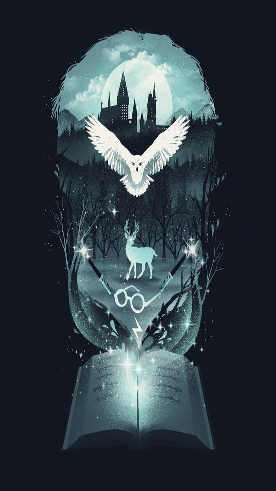 Harry Potter Hogwarts Castle Owl Glasses Magic Book Fantasy Art HD phone wallpaper