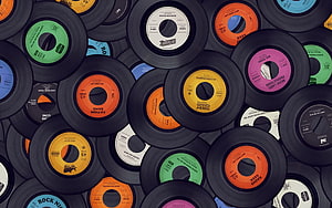 Colorful Vinyl Records Pattern Background with Retro Music Discs HD wallpaper