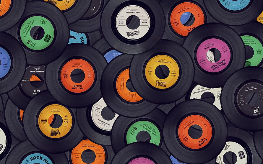 Colorful Vinyl Records Pattern Background with Retro Music Discs HD wallpaper