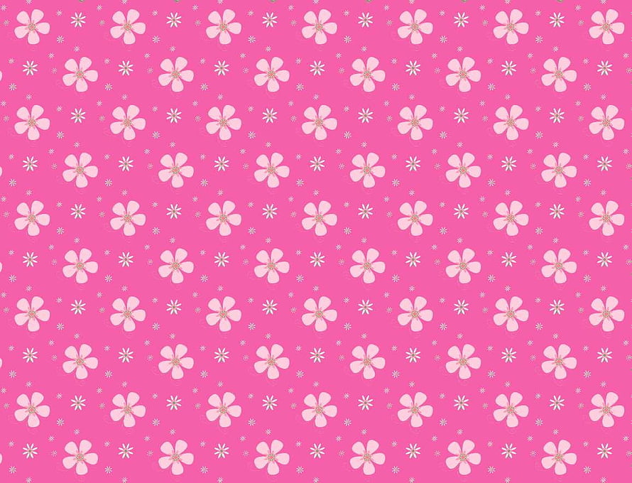 Cute Pink Floral Pattern Wallpaper With White Blossoms And Star Accents HD wallpaper