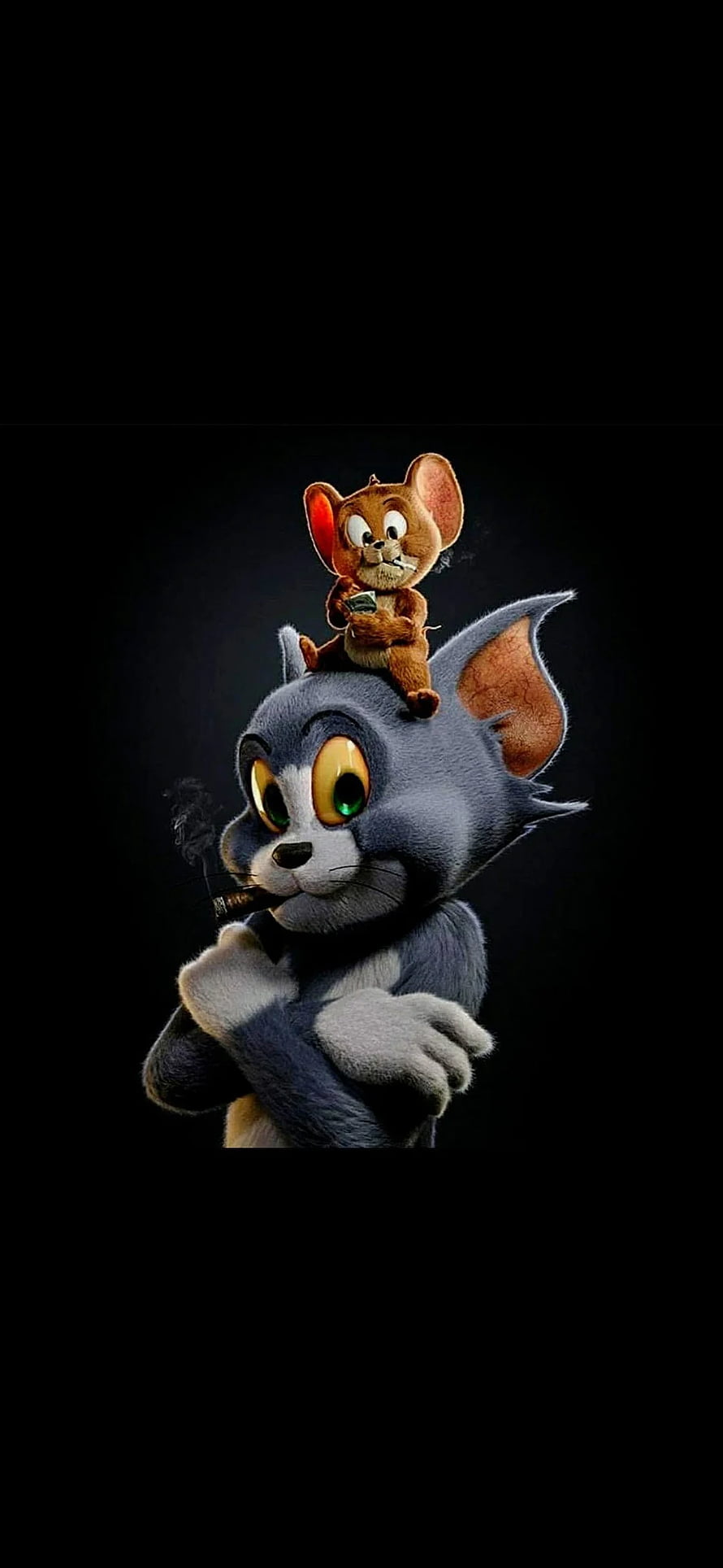 Tom and Jerry 3D Realistic Art with Cigar and Dark Background HD phone wallpaper