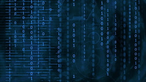 Abstract Digital Binary Code Matrix with Circuit Schematics and Deep Blue Technology Background HD wallpaper