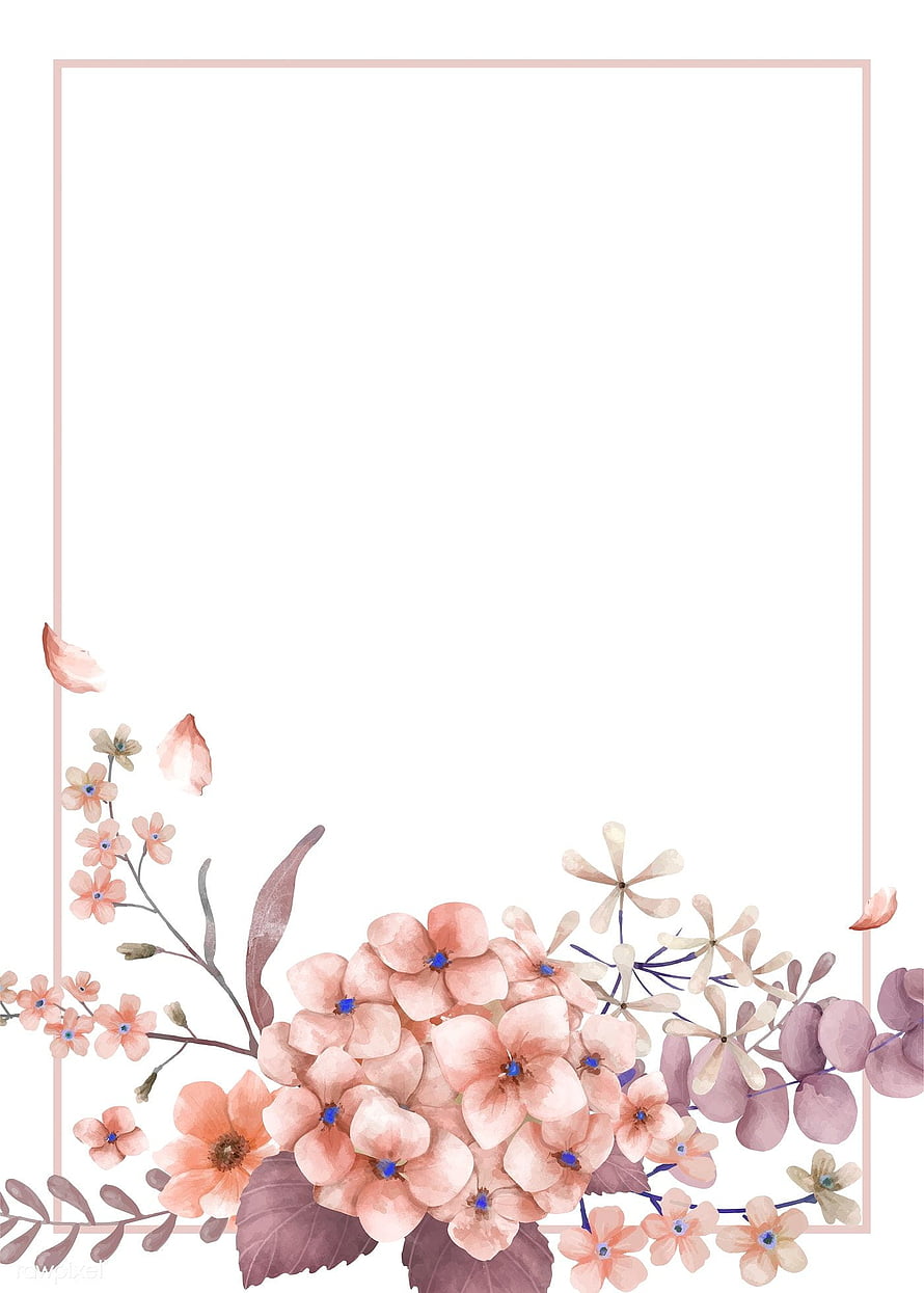 Delicate Watercolor Floral Corner Frame with Soft Pink Blooms and Botanical Accents HD phone wallpaper