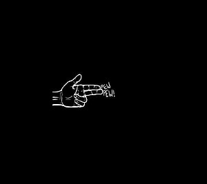 Funny Cartoon Hand Making Finger Gun Gesture With Pew Pew Sound Effect Text On Black Background HD wallpaper