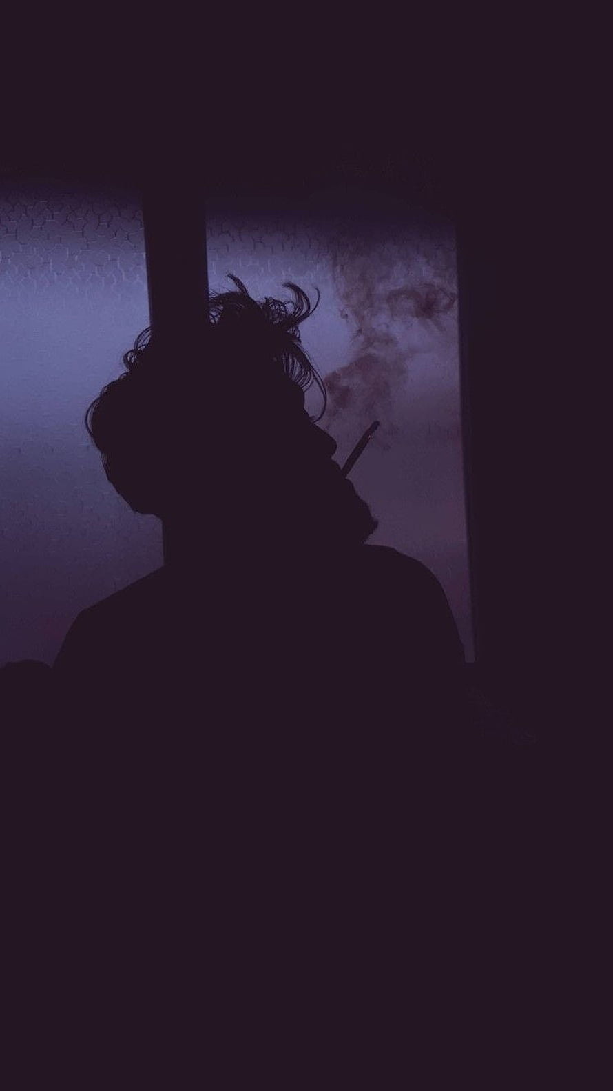 Moody Silhouette of a Man Smoking in a Dim Purple Room, Thomas, Bad Boy Smoking HD phone wallpaper