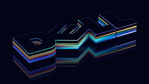 3D Neon DNL Text Logo with Rainbow Layers and Reflection on Dark Background HD wallpaper