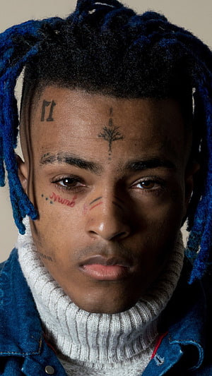 XXXTentacion Portrait With Blue Dreadlocks And Facial Tattoos HD phone wallpaper