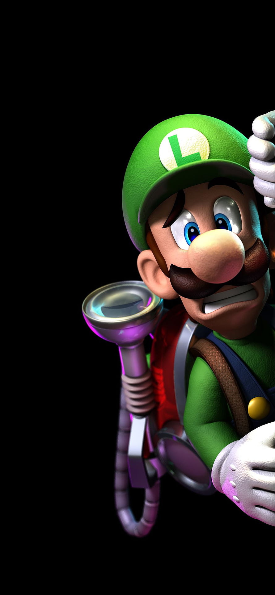Luigi's Mansion 3D Render with Ectoplasm Sucker on Black Background HD phone wallpaper