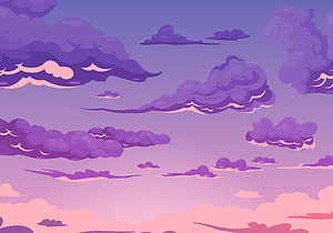 Dreamy Purple and Pink Cartoon Clouds Sky Background Illustration HD wallpaper