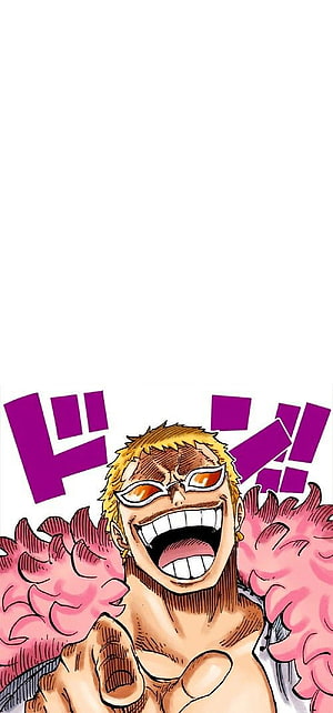 Sanji from One Piece laughing maniacally with pink smoke clouds and pointing finger manga panel, Doflamingo, Dressrosa, Anime, One_Piece, Manga HD phone wallpaper