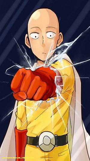 Saitama from One Punch Man Punching Through Glass in Yellow Suit, One Punch Man , Cute One Punch Man HD phone wallpaper