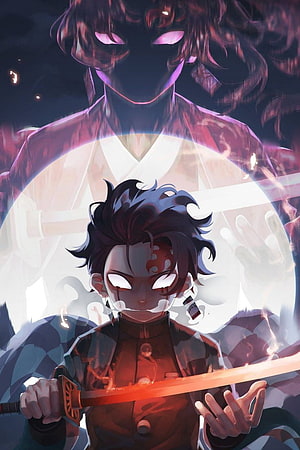 Demon Slayer Tanjiro Kamado Sun Breathing Style Anime Illustration HD phone wallpaper