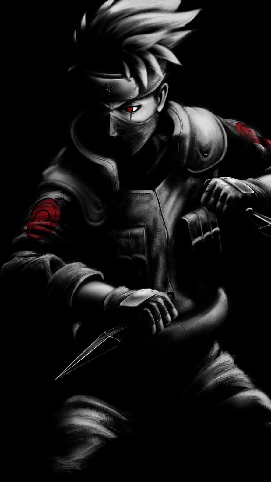 Kakashi Hatake Sharingan Eye Anime Character Digital Art Wallpaper HD phone wallpaper