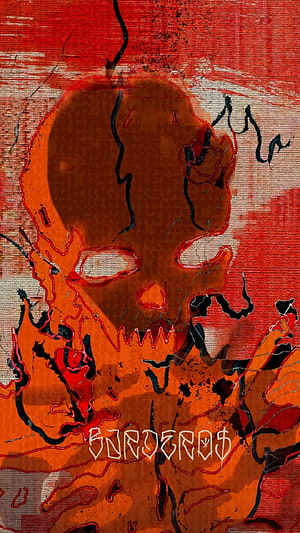 Bardero$ Trap Artist Portrait with Fiery Skull and Grunge Texture HD phone wallpaper