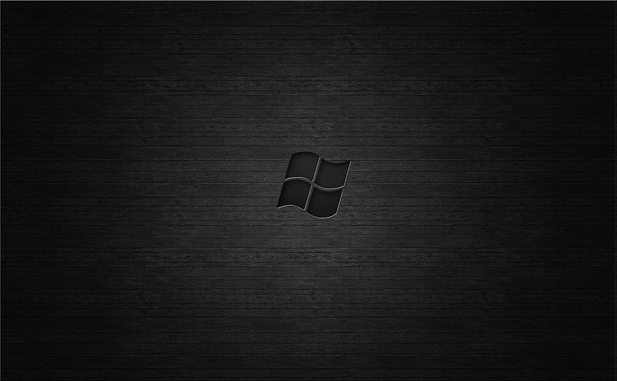 Dark Windows Logo on Textured Black Wood Background HD wallpaper