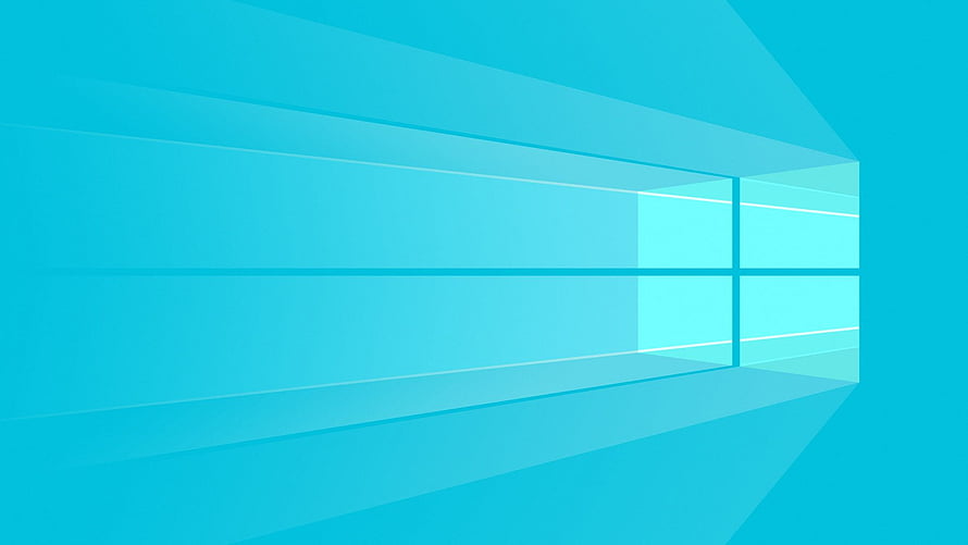 Windows 10 Default Cyan Geometric Window Logo Minimalist Desktop Background HD wallpaper