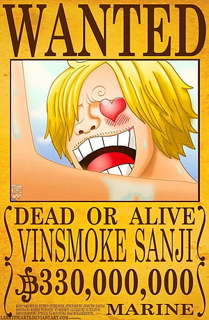 Vinsmoke Sanji Wanted Poster from One Piece with 330 Million Berry Bounty HD phone wallpaper