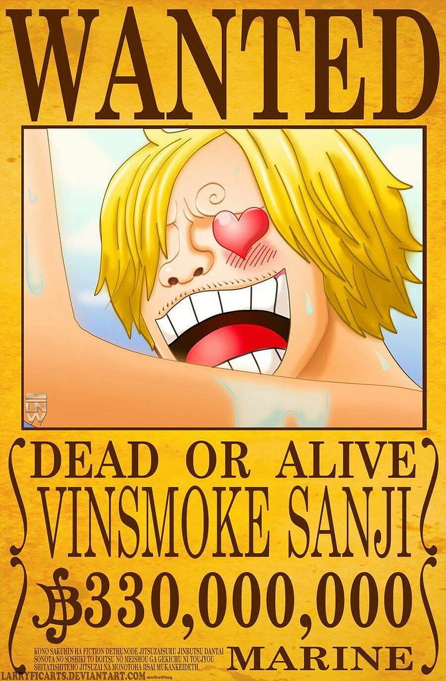 Vinsmoke Sanji Wanted Poster from One Piece with 330 Million Berry Bounty HD phone wallpaper