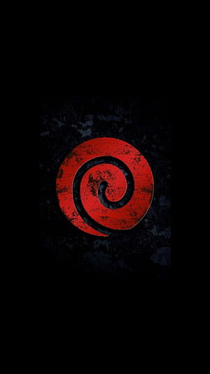 Uzumaki Clan Symbol in Red on Dark Textured Background HD phone wallpaper