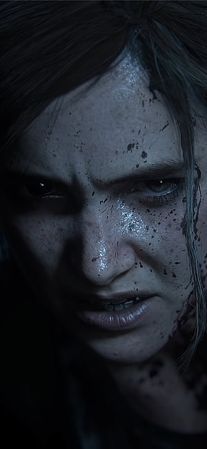 Ellie Close-Up Portrait from The Last of Us Part 2 Dark Cinematic Scene HD phone wallpaper