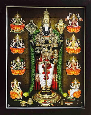Lord Ayyappa with Ashta Lakshmi, traditional Hindu deity art, black and gold divine portrait HD phone wallpaper