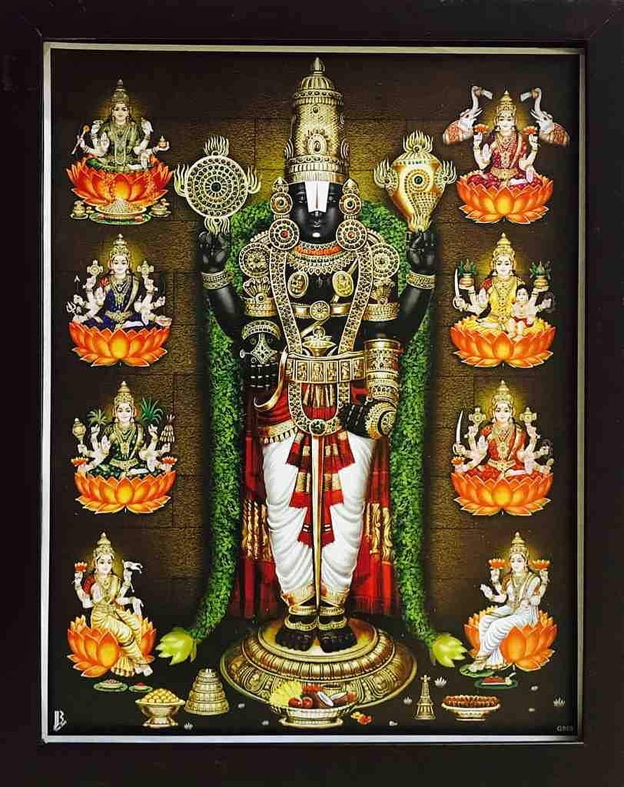 Lord Ayyappa with Ashta Lakshmi, traditional Hindu deity art, black and gold divine portrait HD phone wallpaper