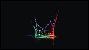 Vibrant Rainbow Water Splash Crown on Black Background HD wallpaper