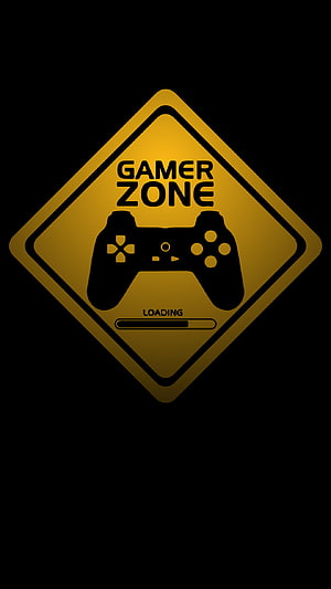 Gamer Zone Yellow Warning Sign With Game Controller And Loading Bar HD phone wallpaper