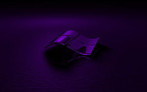 Glossy Purple Windows Logo Emblem on Dark Reflective Surface HD wallpaper