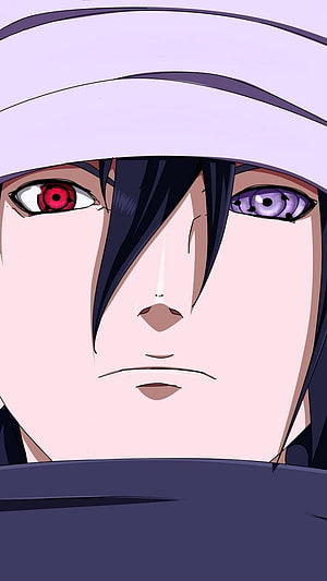 Sasuke Uchiha Close-Up Portrait with Sharingan and Rinnegan Eyes from Naruto The Last HD phone wallpaper