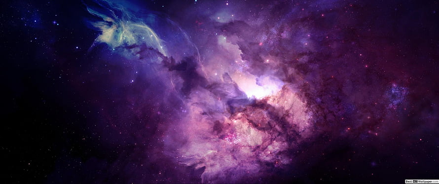 Vibrant Purple and Blue Space Nebula with Glowing Stars and Cosmic Dust Clouds HD wallpaper