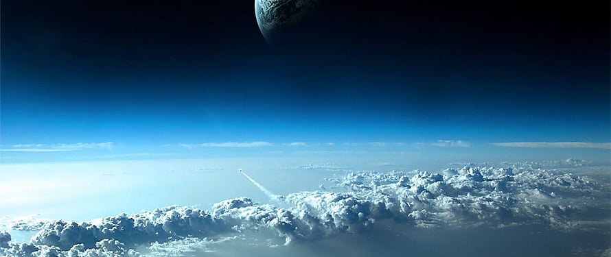 Rocket Launching Through Clouds Towards Planet In Deep Space HD wallpaper