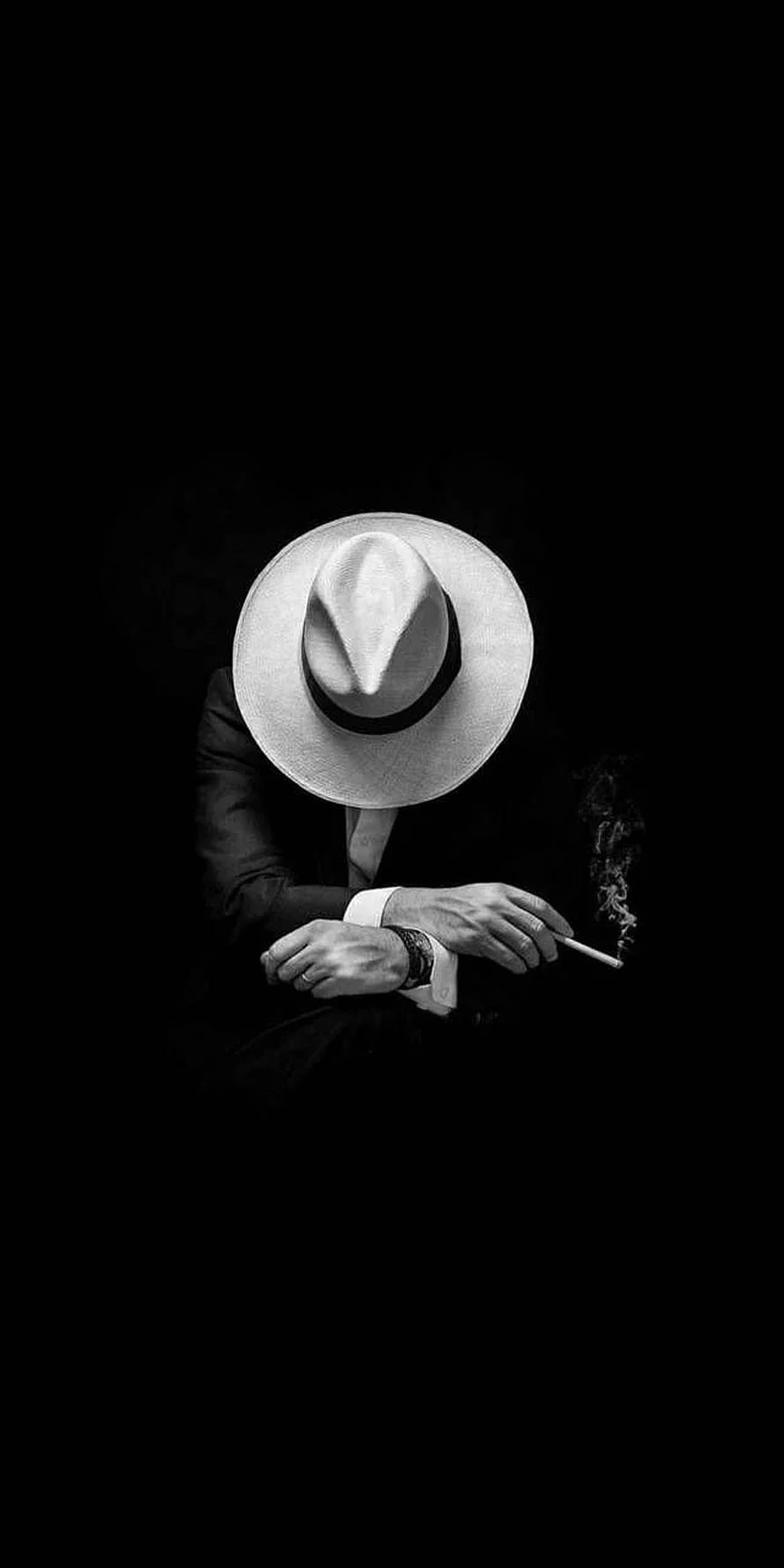 Mysterious Man in Fedora Hat Smoking Cigarette Black and White Portrait, Sad Boy, Black Sad Boy HD phone wallpaper